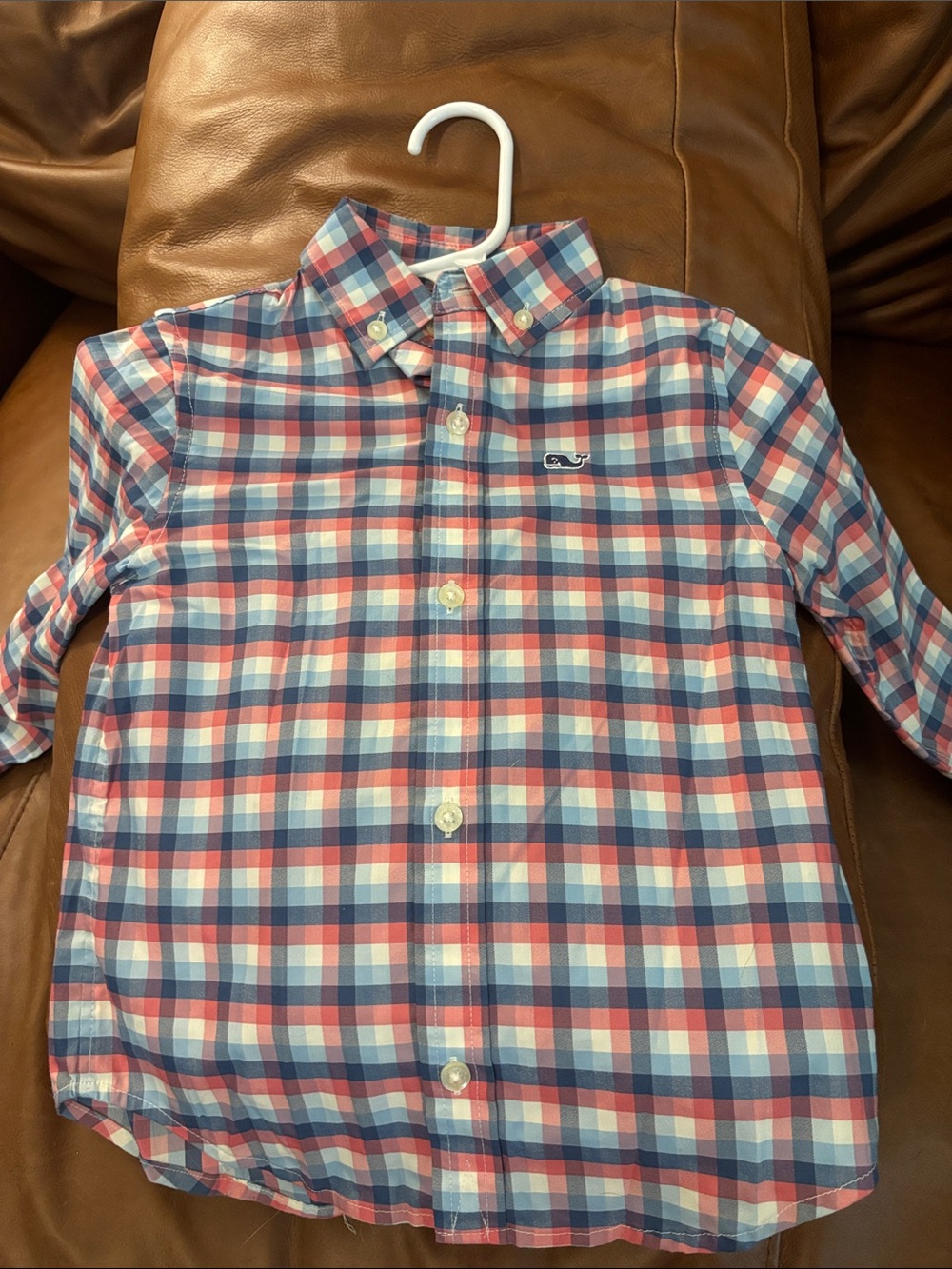 Vineyard Vines Boys Plaid Button-Down Shirt in Blue & Pink